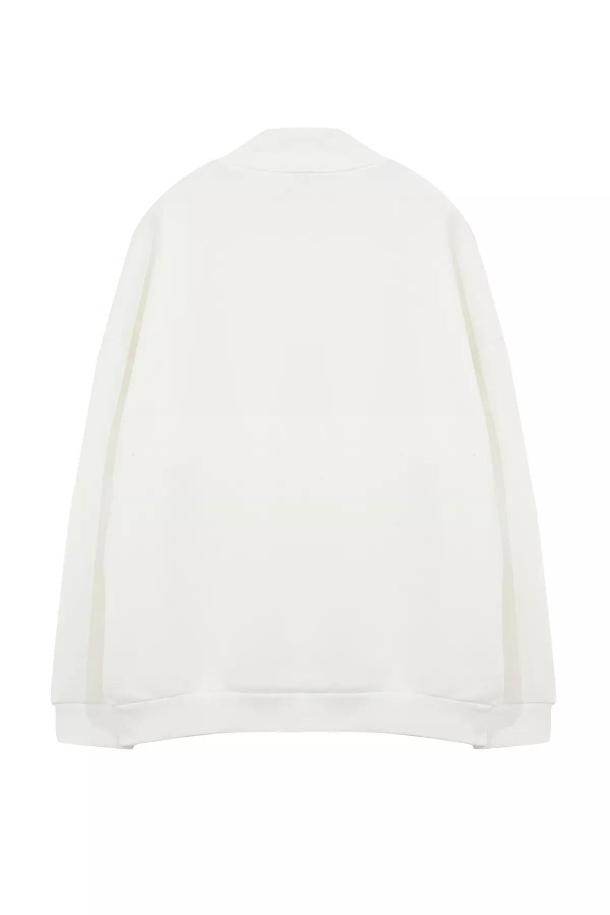 Ecru Solid Casual Sweater, Ecru, large image number 1