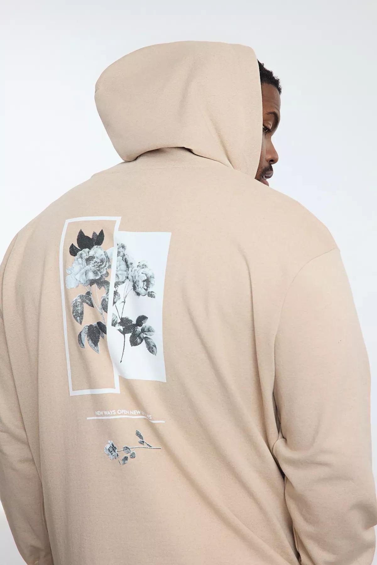 Grey Plus-Size hooded sweatshirt, , large image number 0