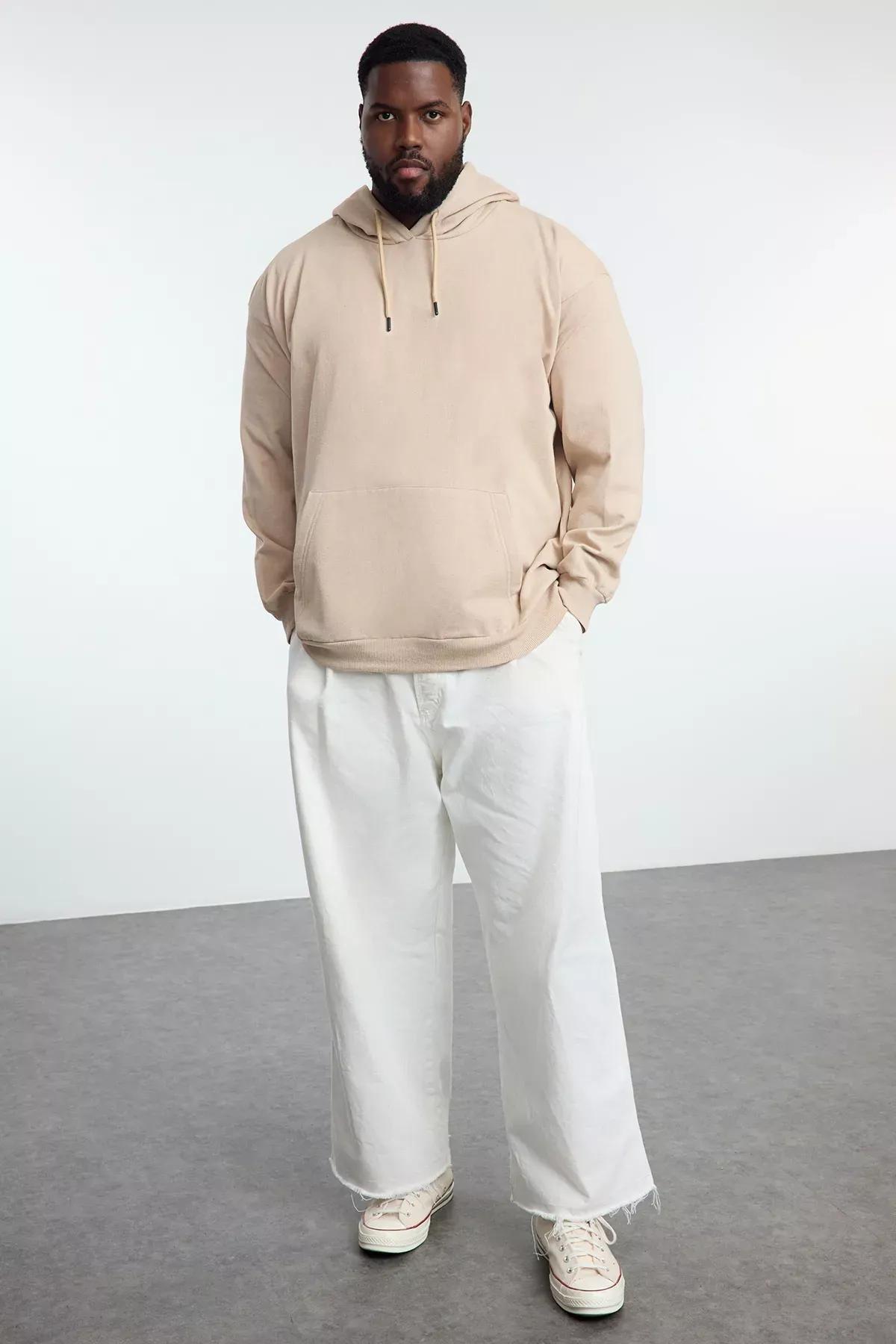 Grey Plus-Size hooded sweatshirt, , large image number 1