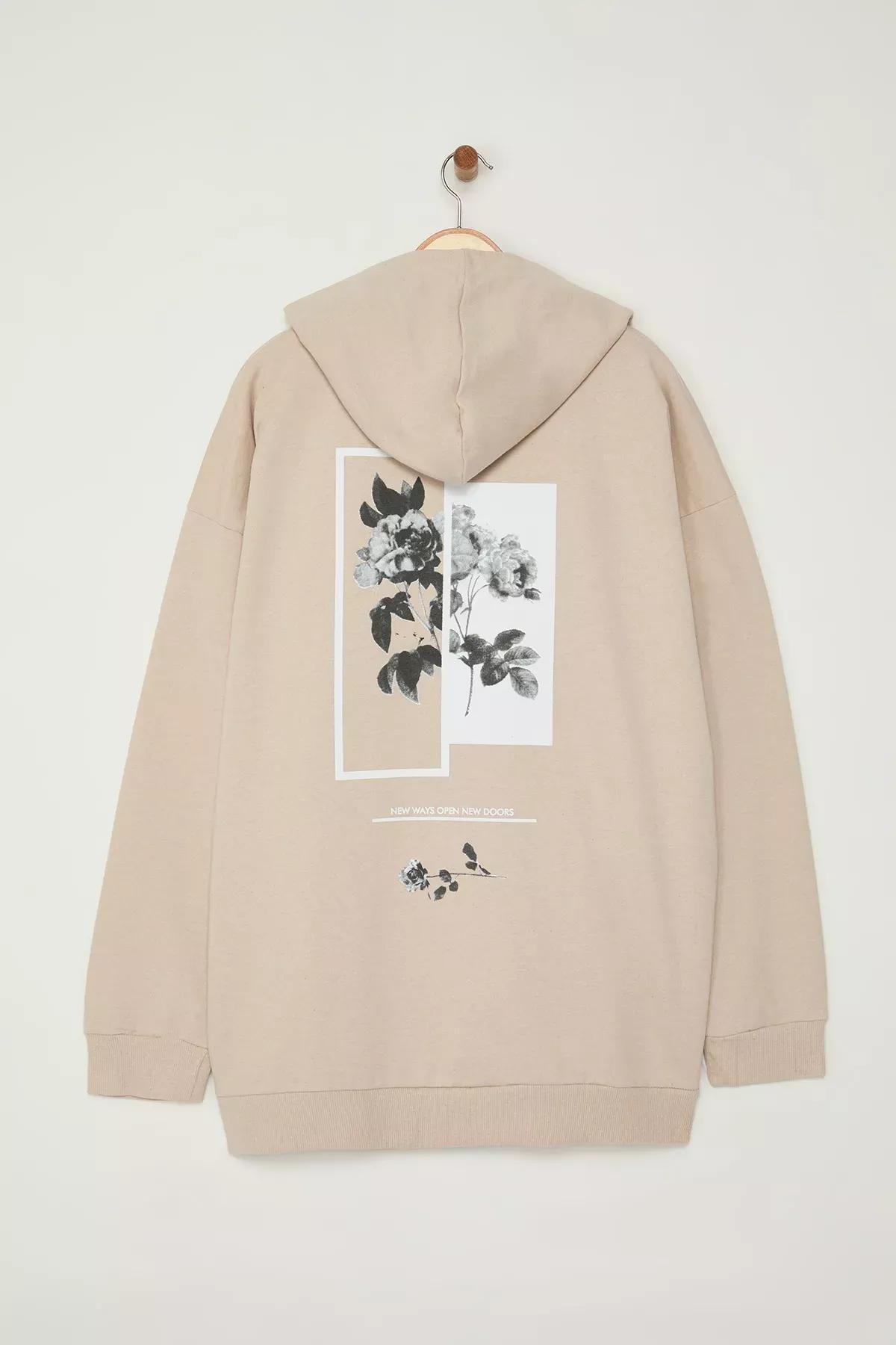 Grey Plus-Size hooded sweatshirt, , large image number 6