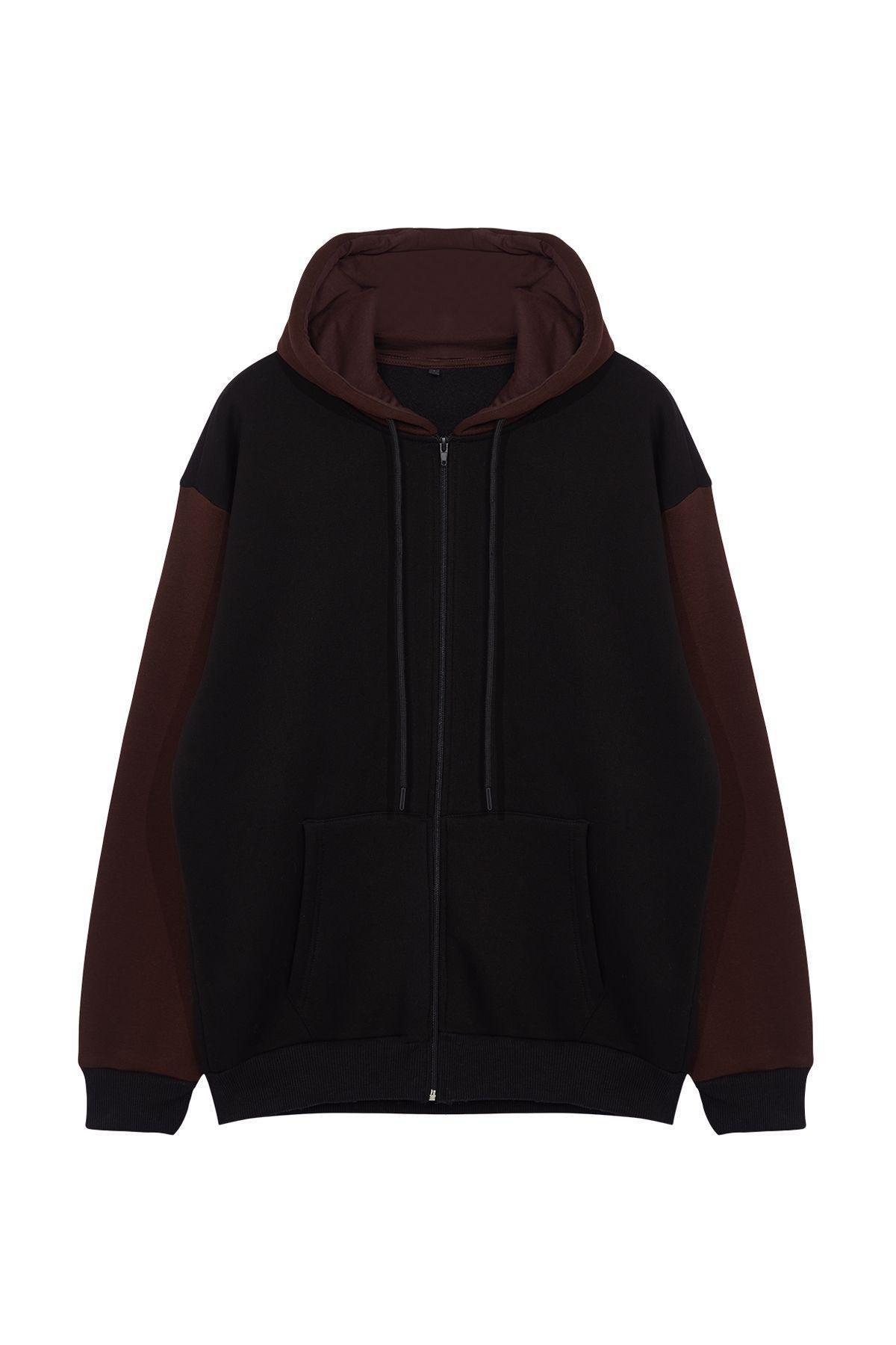 Black block Casual Hoodie, , medium