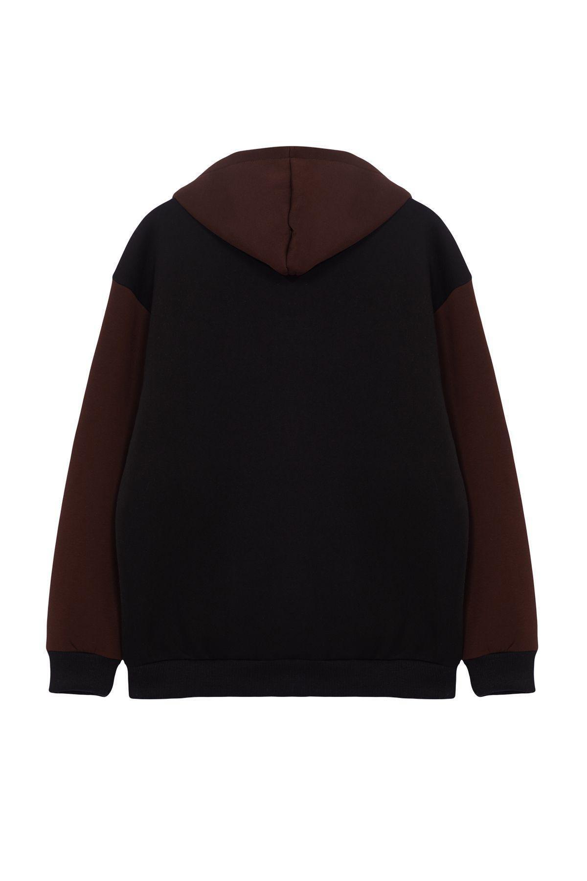 Black block Casual Hoodie, , large image number 1
