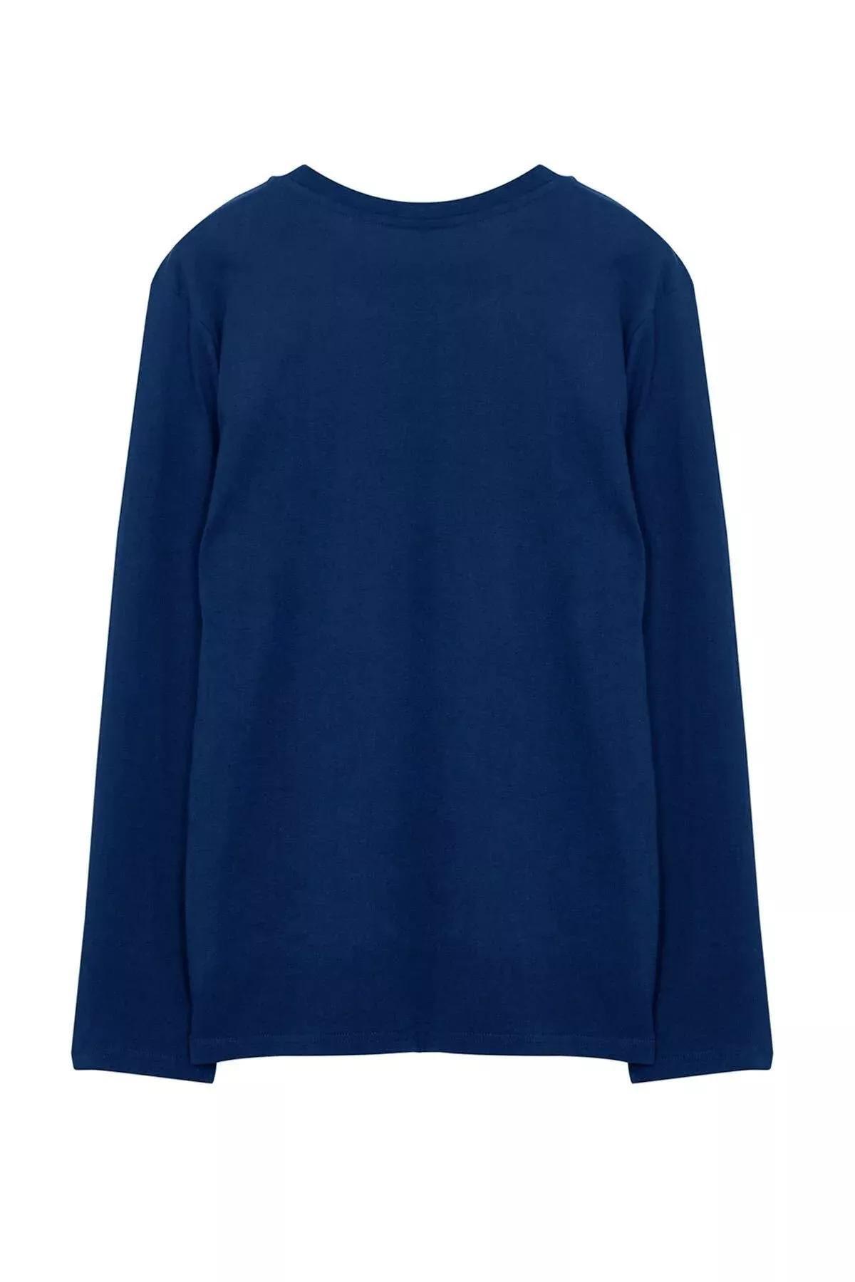 Navy Blue Slim/Slim Fit 100% Cotton T-shirt TMNAW25TS00005, Navy blue, large image number 3