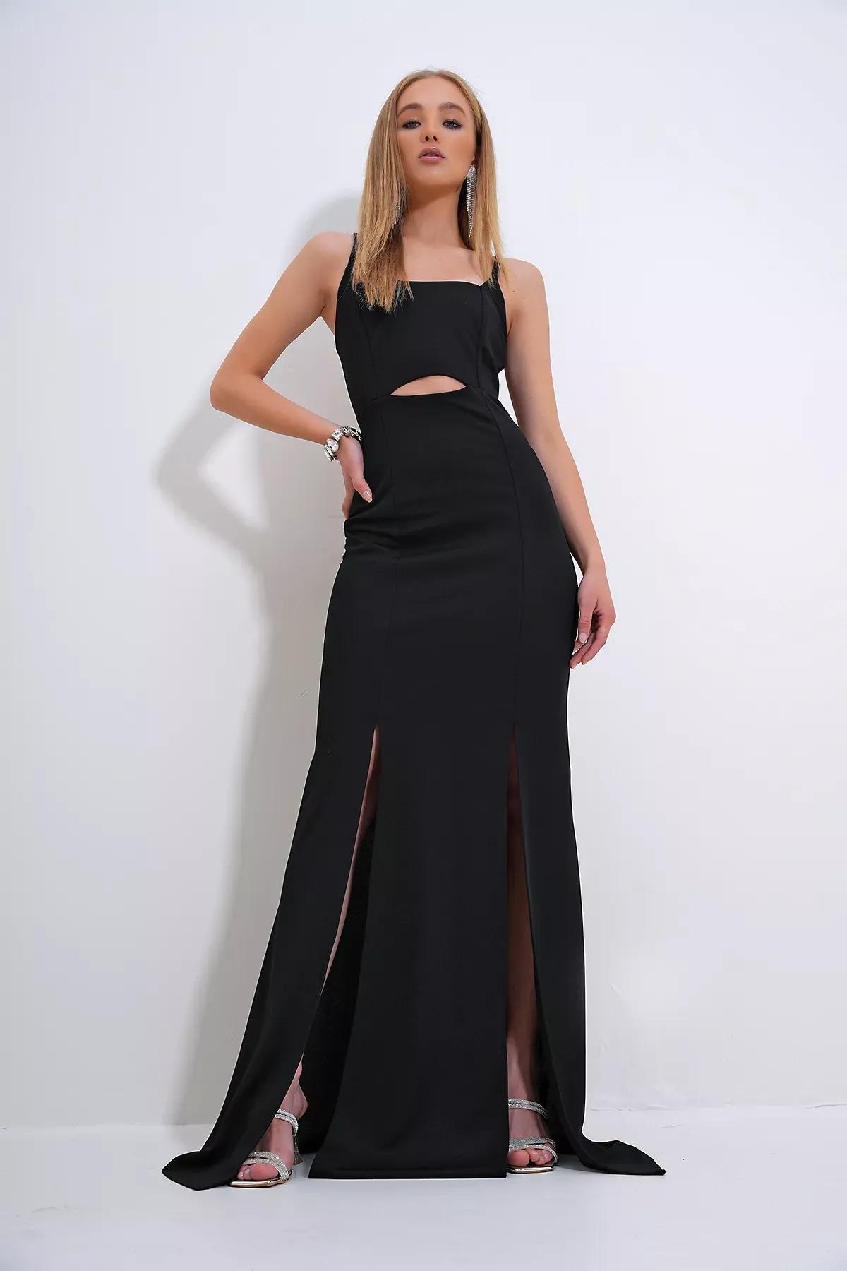 Black Cutout Bodycon Maxi Dress, , large image number 1