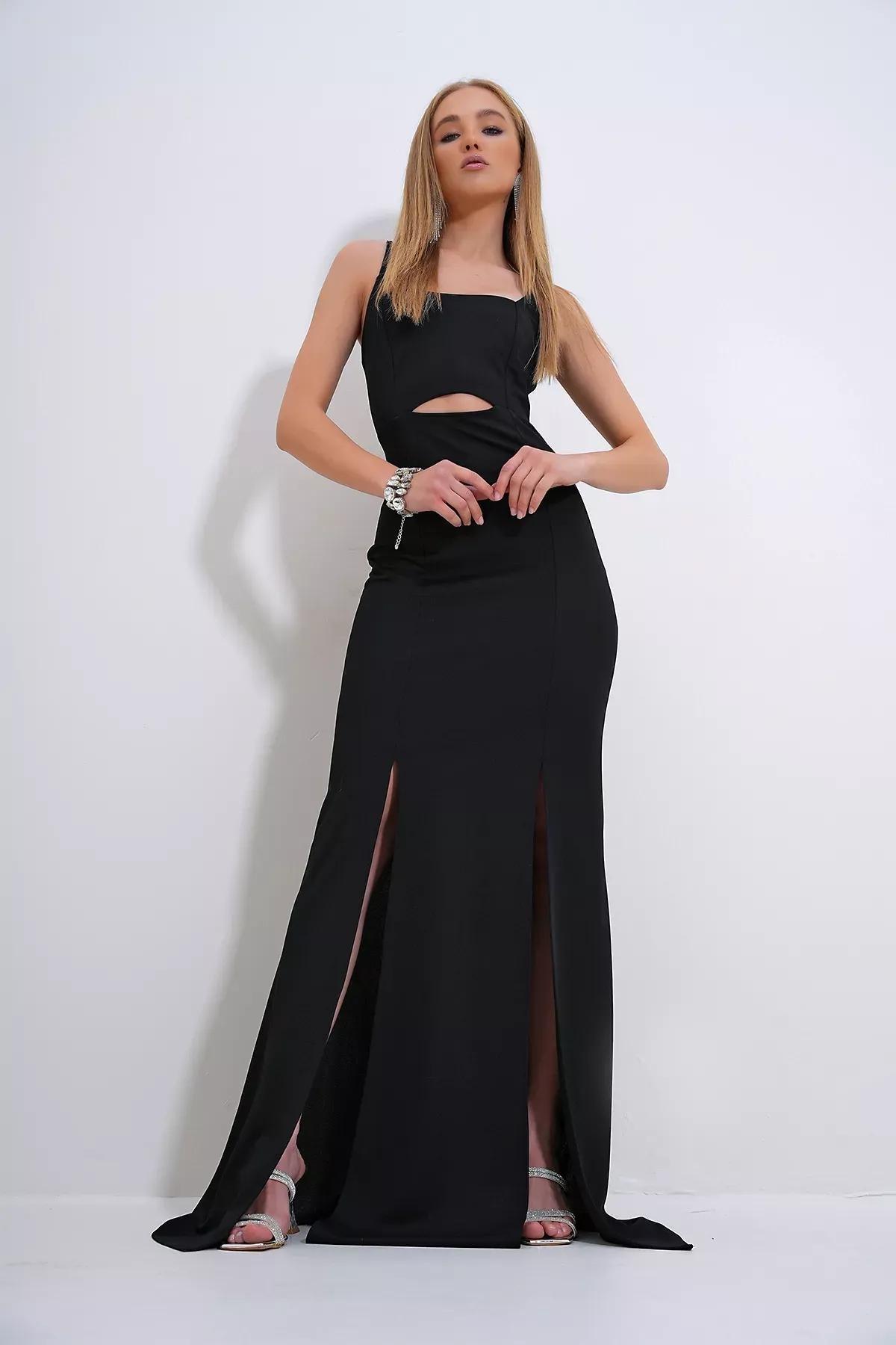 Black Cutout Bodycon Maxi Dress, , large image number 2