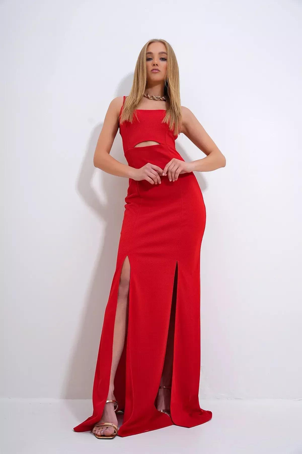 Red Cutout Bodycon Maxi Dress ALC-X12269, Red, large image number 6