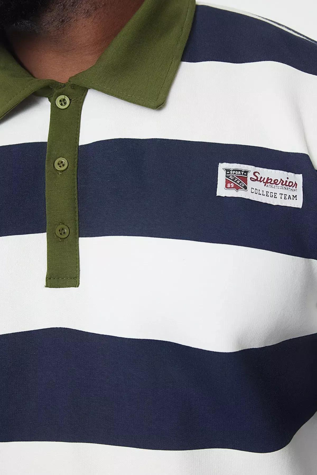Navy Cotton Striped Sweatshirt, Navy blue, large image number 3