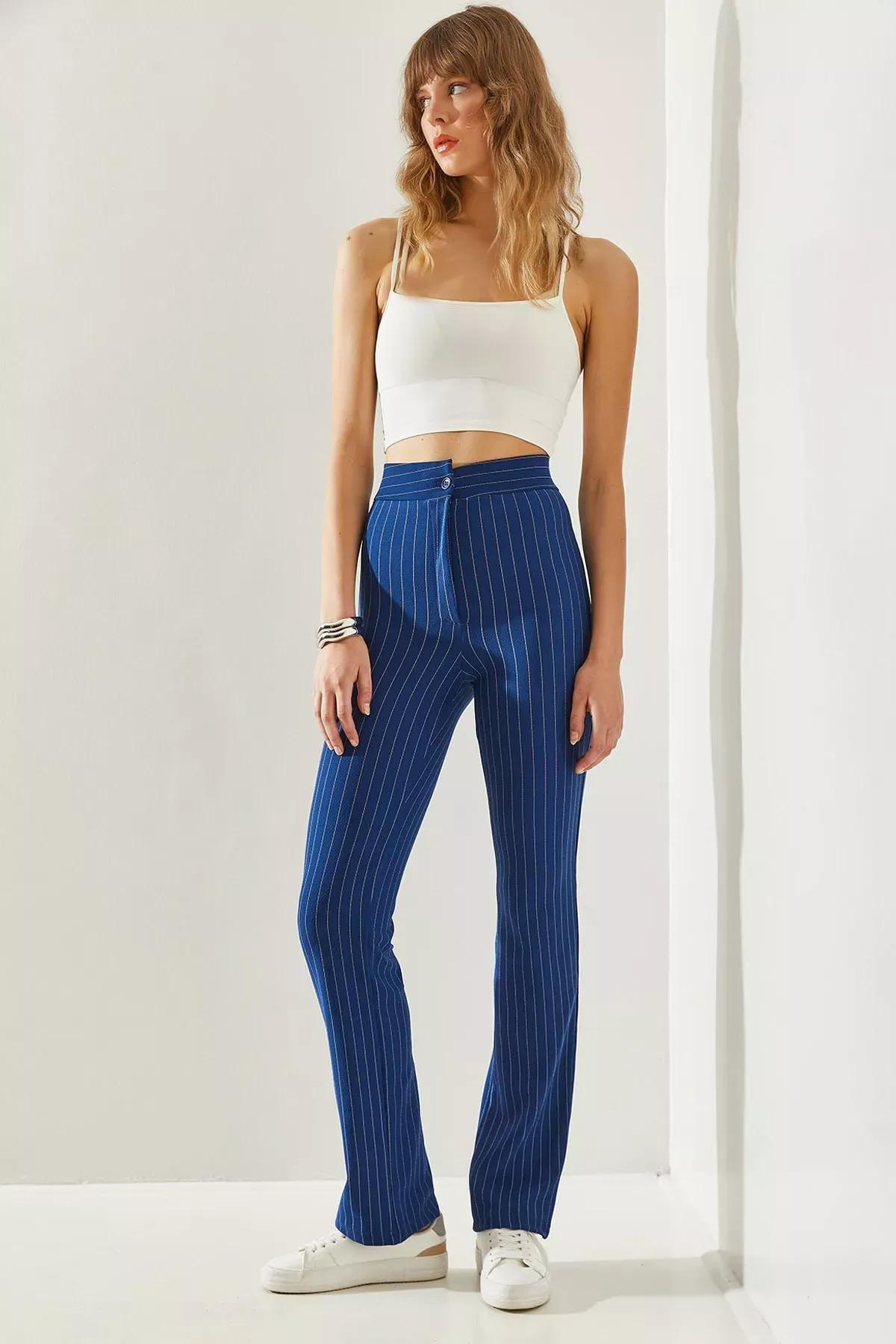 Womens Striped Palazzo Trousers 60251231, , large image number 0