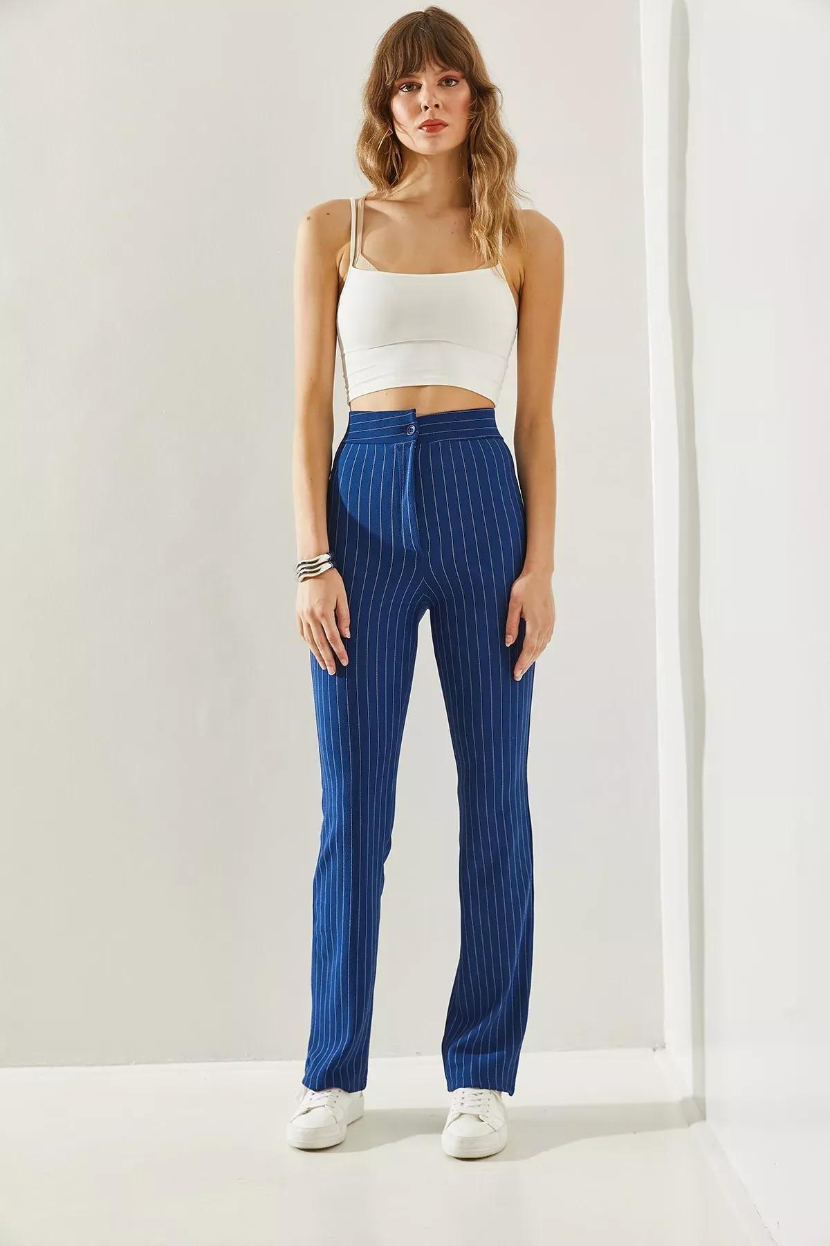 Womens Striped Palazzo Trousers 60251231, , large image number 1