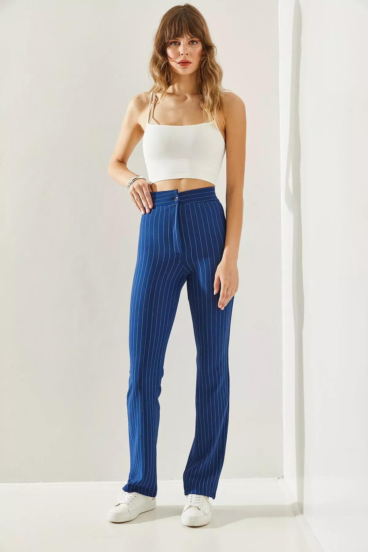 Womens Striped Palazzo Trousers 60251231, , large image number 2