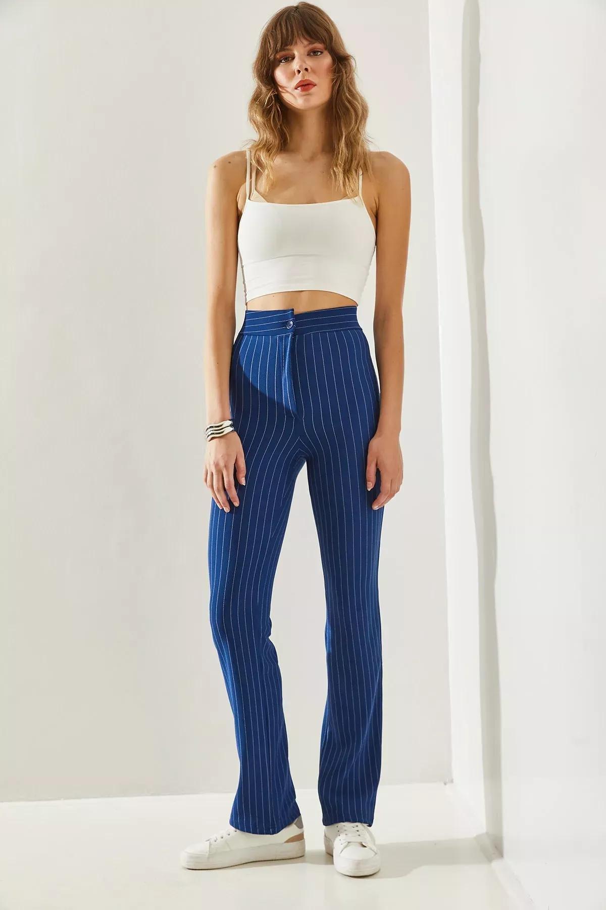 Womens Striped Palazzo Trousers 60251231, , large image number 5
