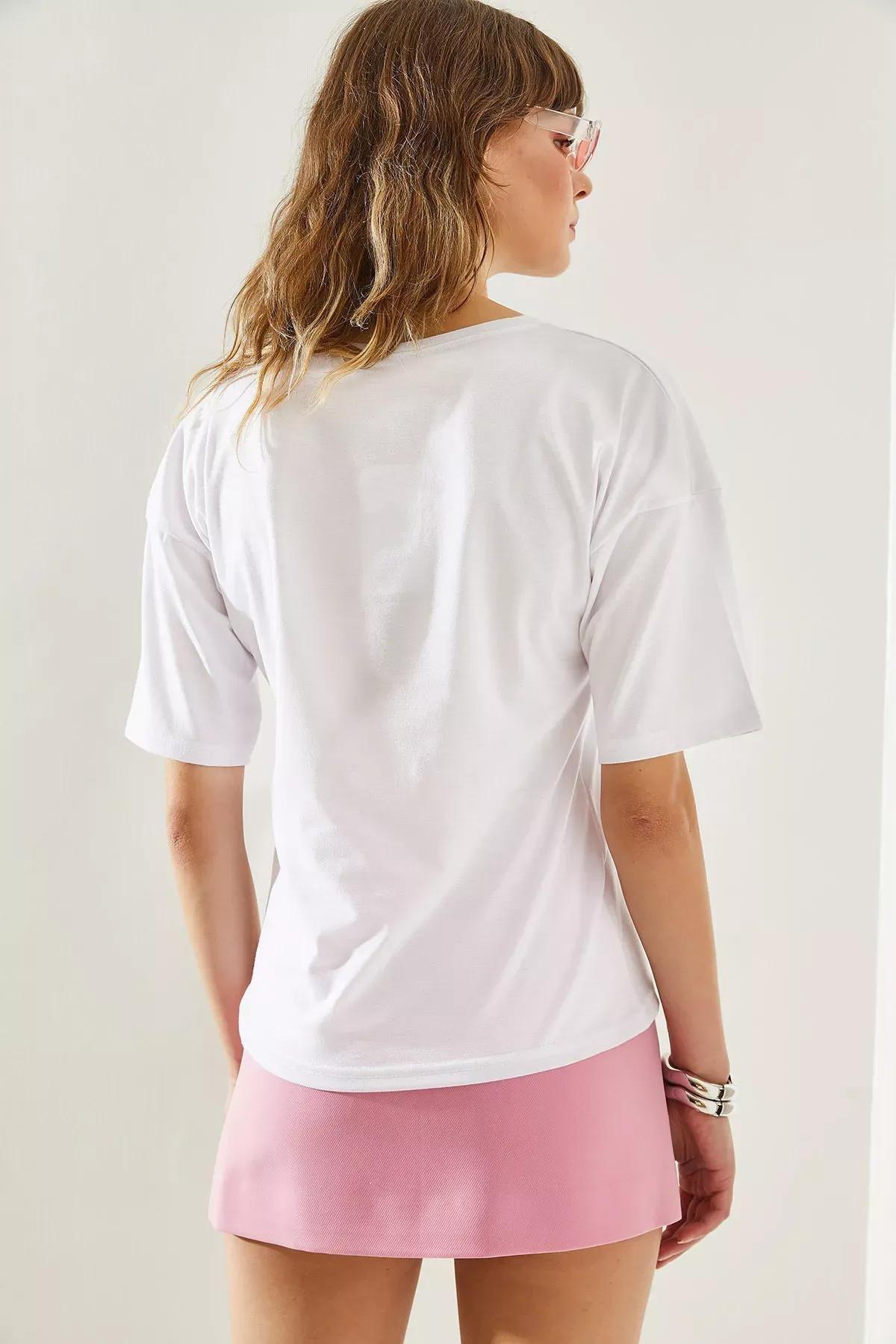 Womens V-Neck Short Sleeve Basic T-Shirt 60251204, , large image number 5
