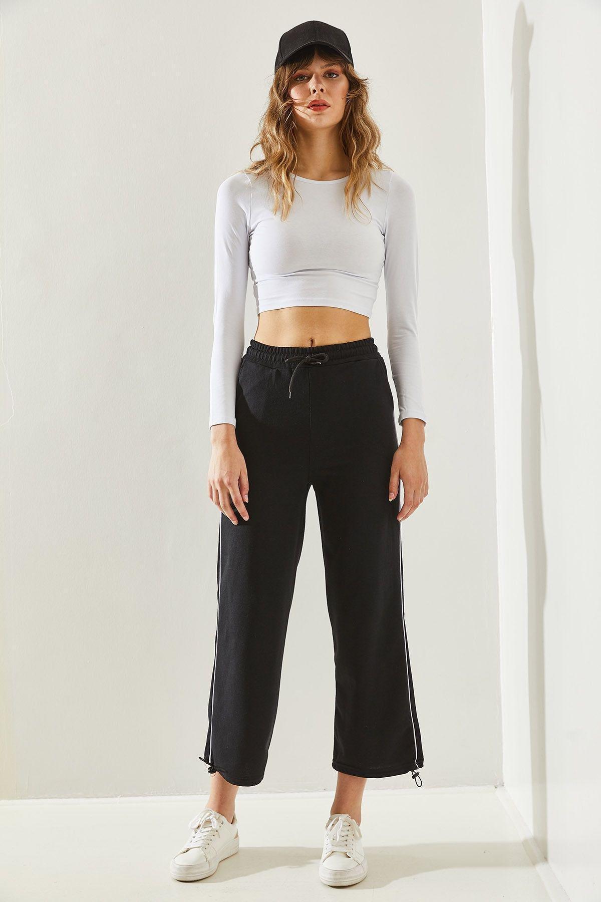 Womens Sweatpants with Elastic Tie on Waist and Legs, Side Stripes and Pockets 60251232, , large image number 1