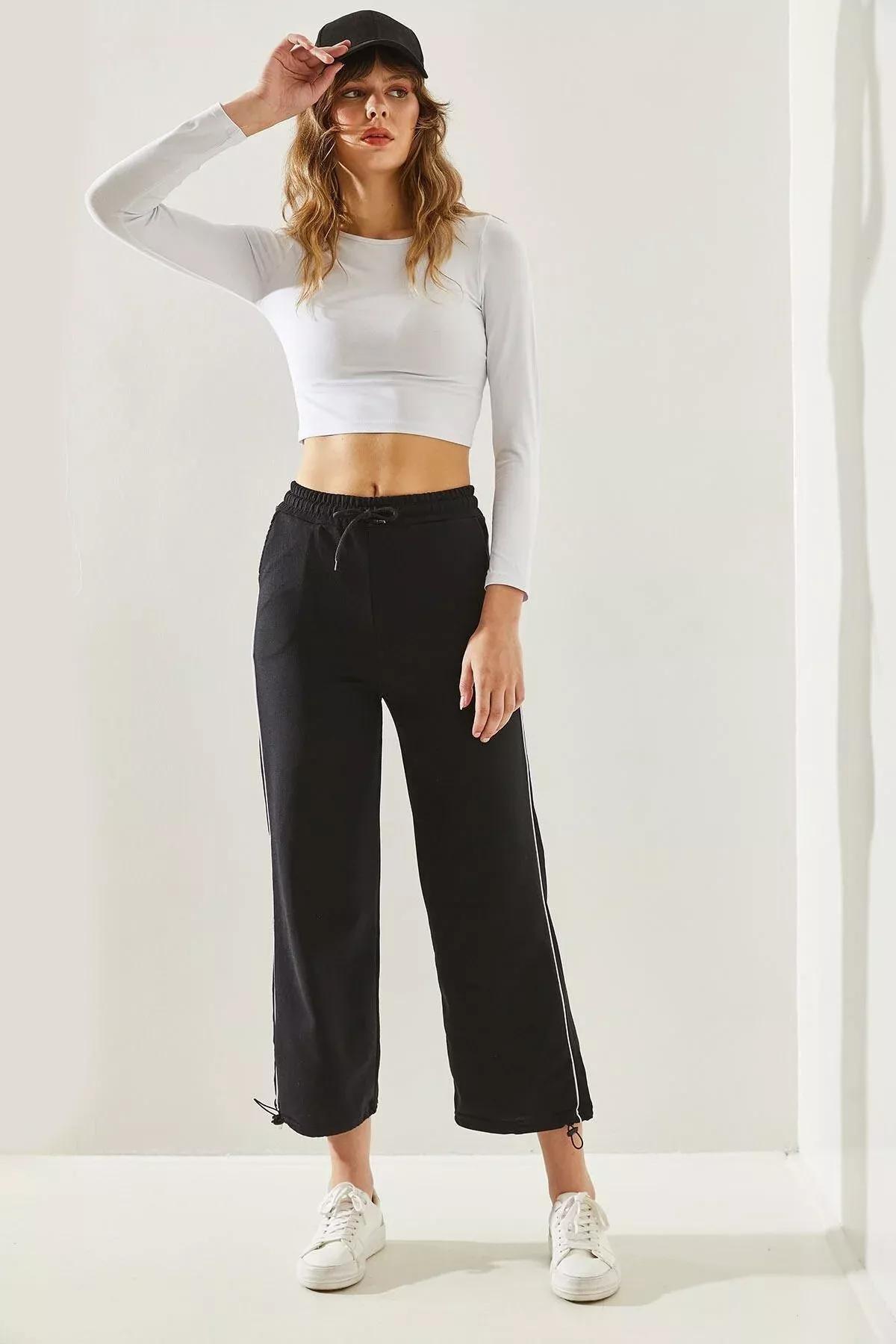 Black Sweatpants With Side Stripes, C101_5720, large image number 3