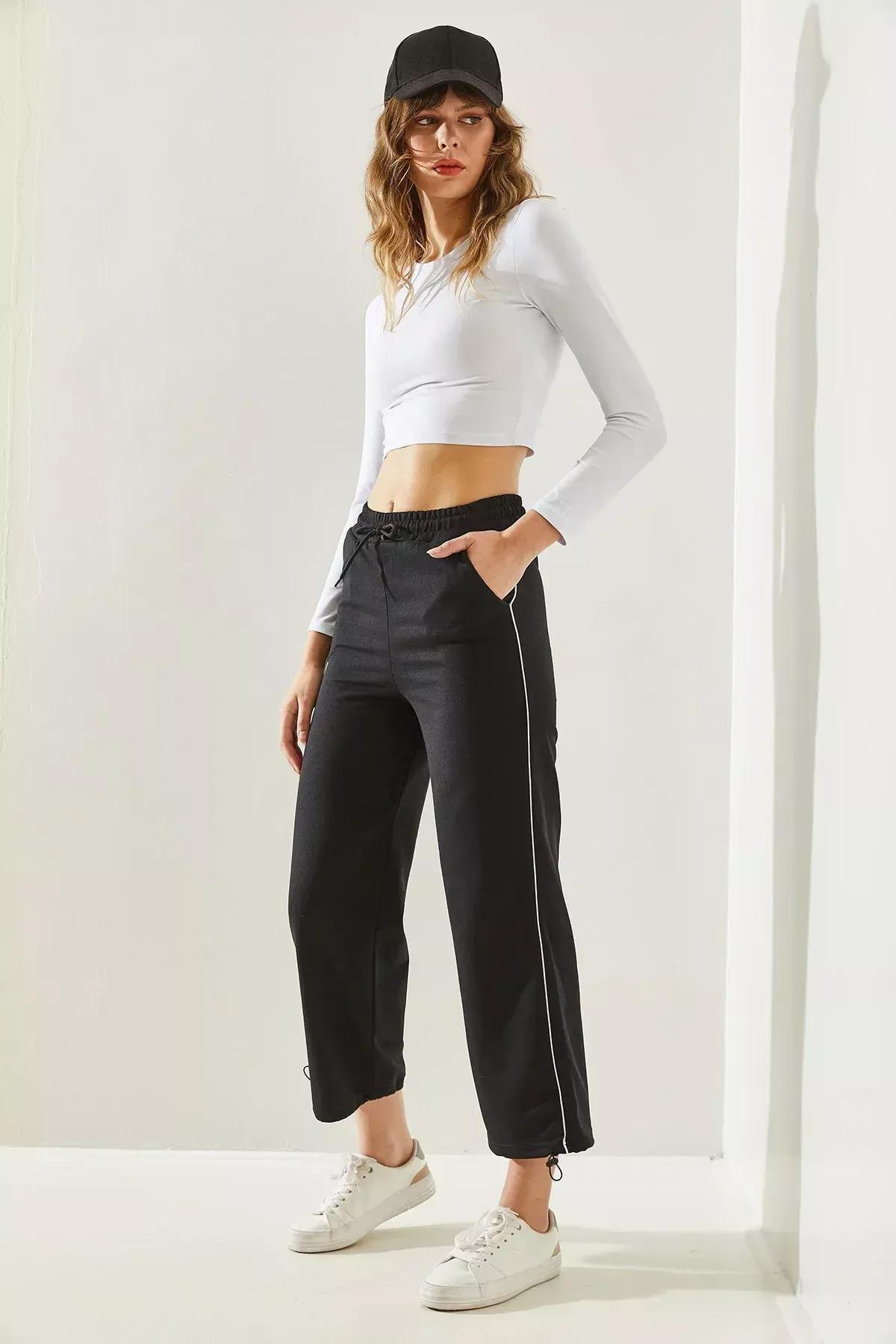 Black Sweatpants With Side Stripes, C101_5720, large image number 4