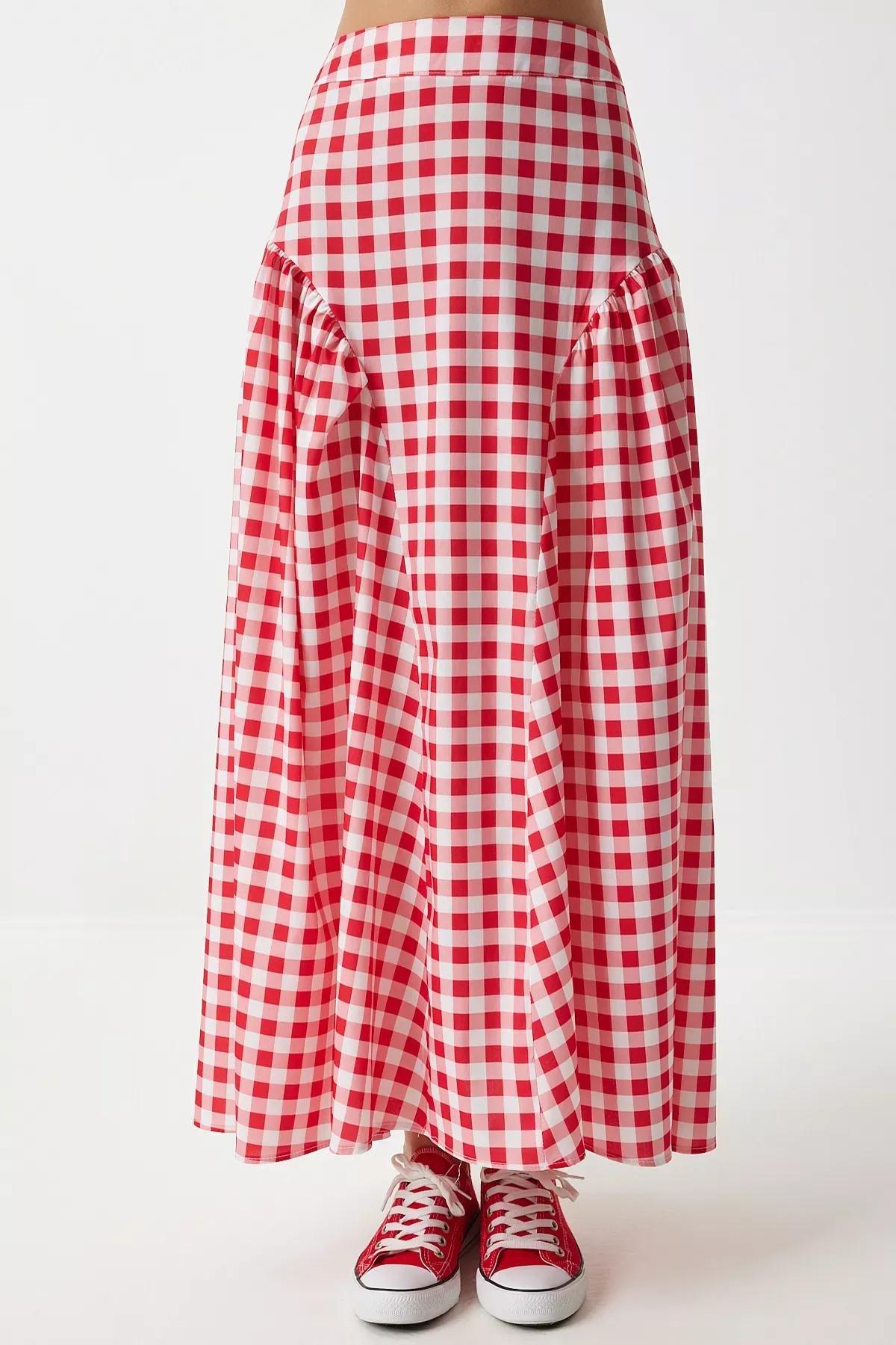 Pink Gingham Poplin Skirt, , large image number 3