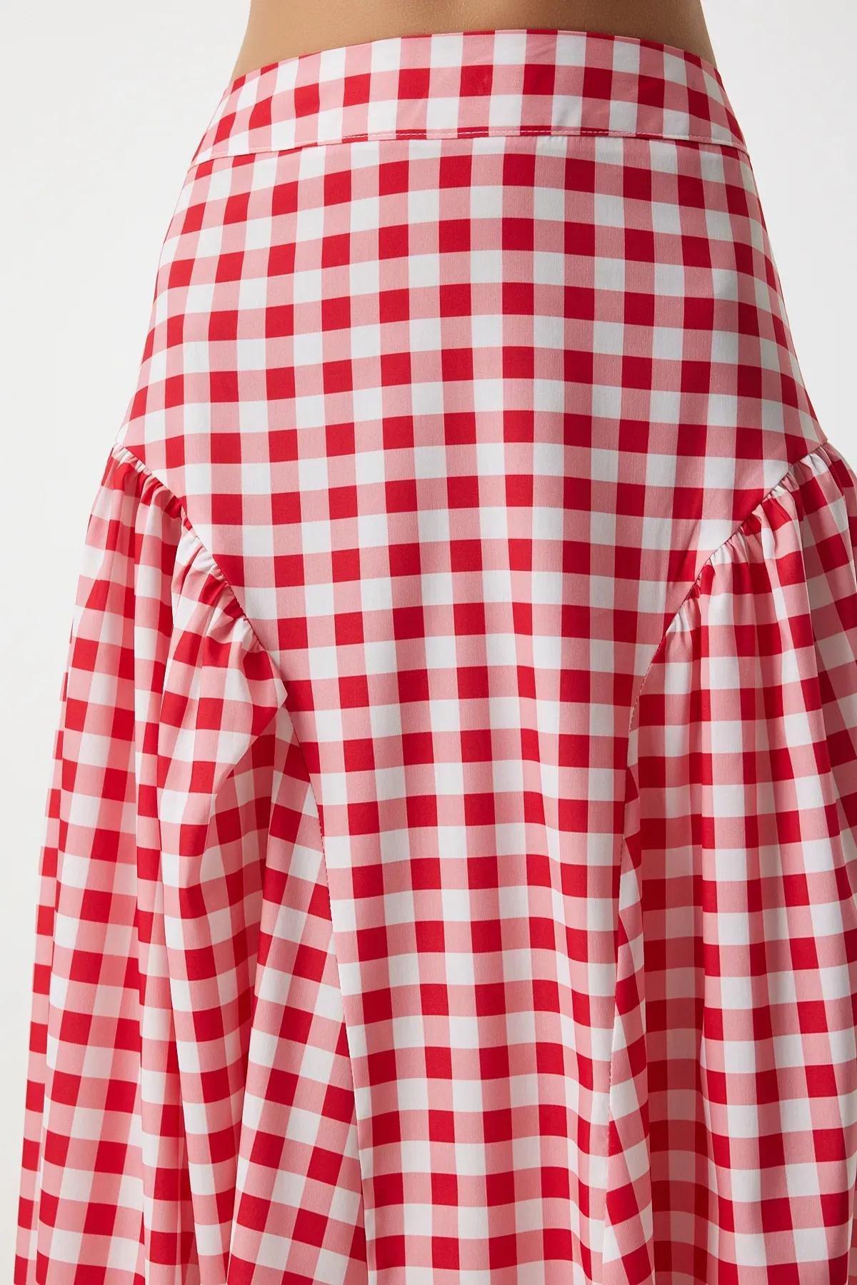 Pink Gingham Poplin Skirt, , large image number 4