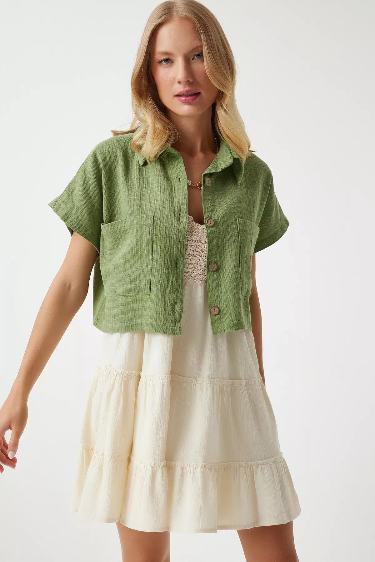 Womens Khaki Wide Pocket Textured Summer Bolero Jacket GP00004, , large image number 3