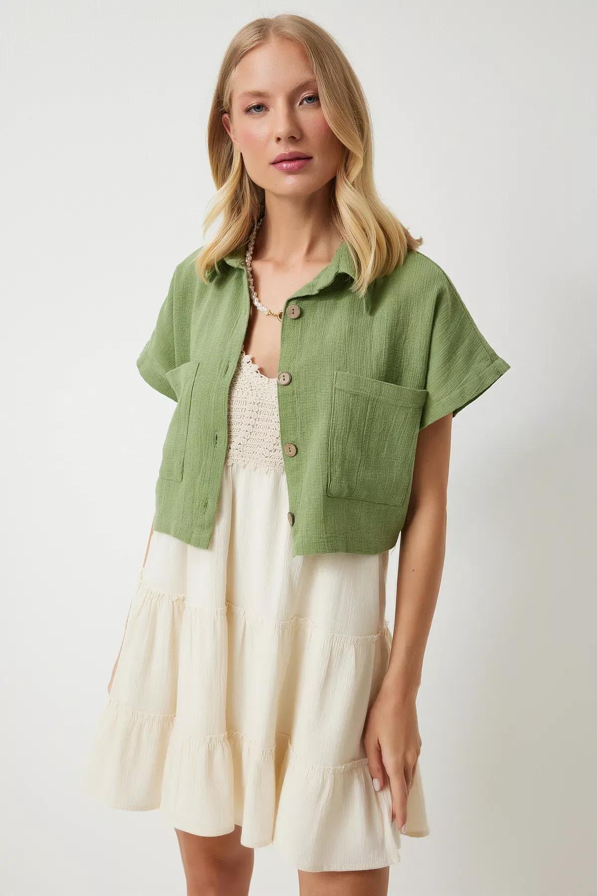Womens Khaki Wide Pocket Textured Summer Bolero Jacket GP00004, , large image number 4
