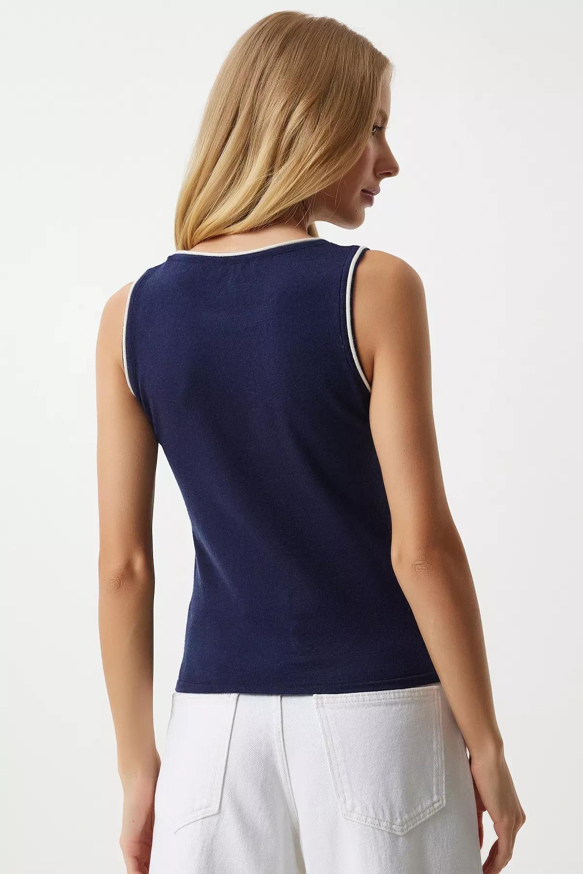 Navy Blue Plain Blouse, Navy blue, large image number 4