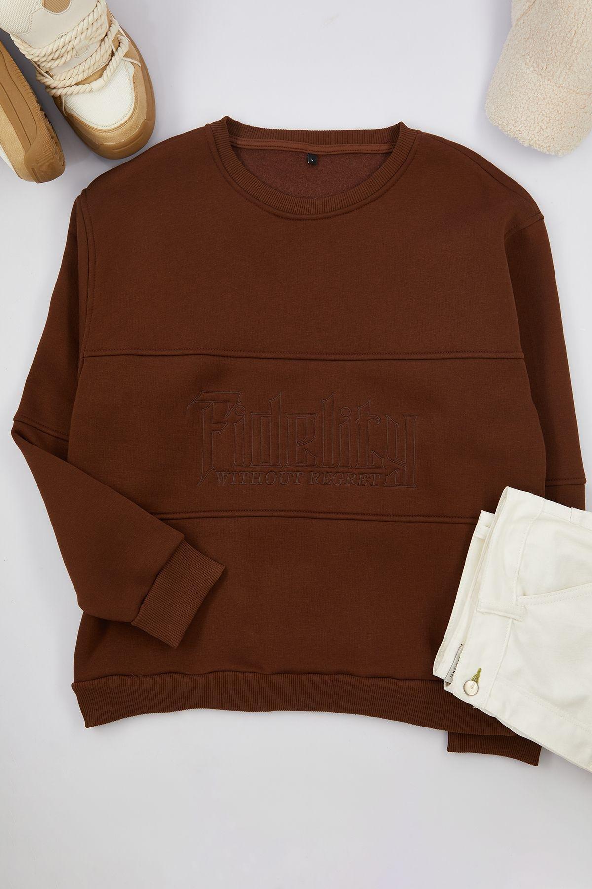 Brown Solid Casual Polar Fleece Hoodie, , large image number 0