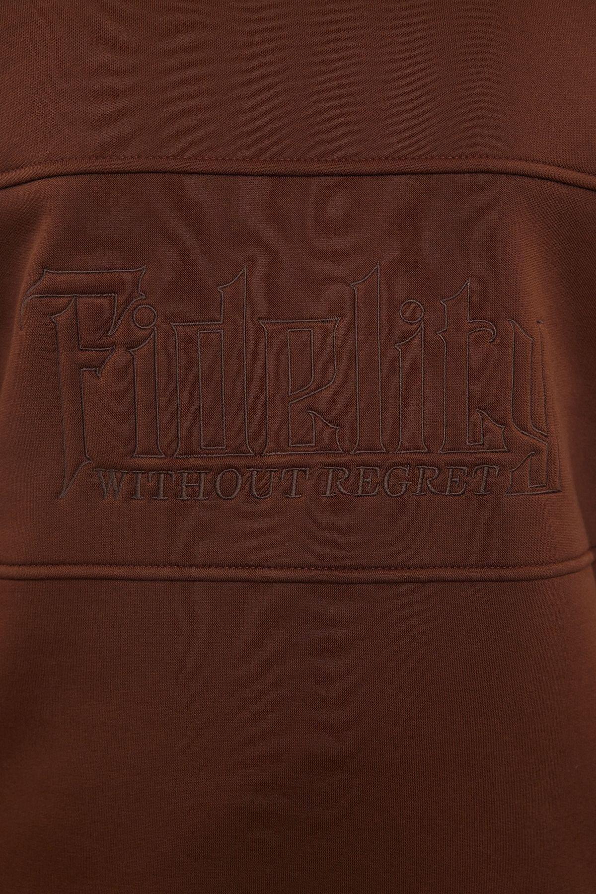 Brown Solid Casual Polar Fleece Hoodie, , large image number 4