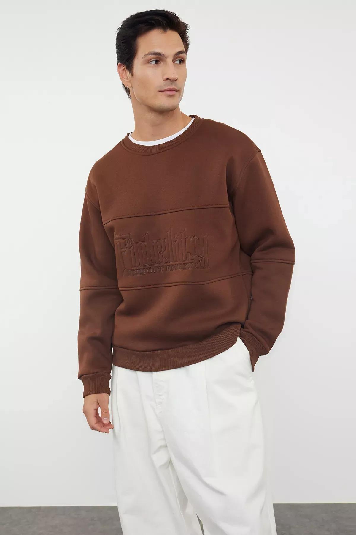 Brown Solid Casual Polar Fleece Hoodie, C101_6851, large image number 5