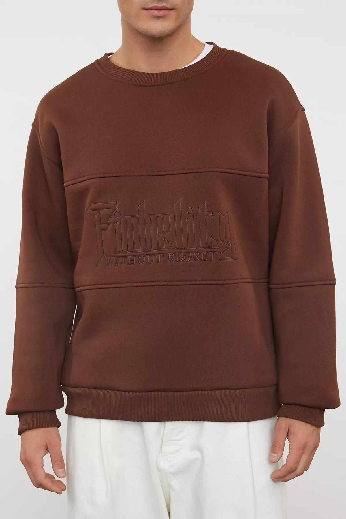Brown Solid Casual Polar Fleece Hoodie, C101_6851, large image number 6