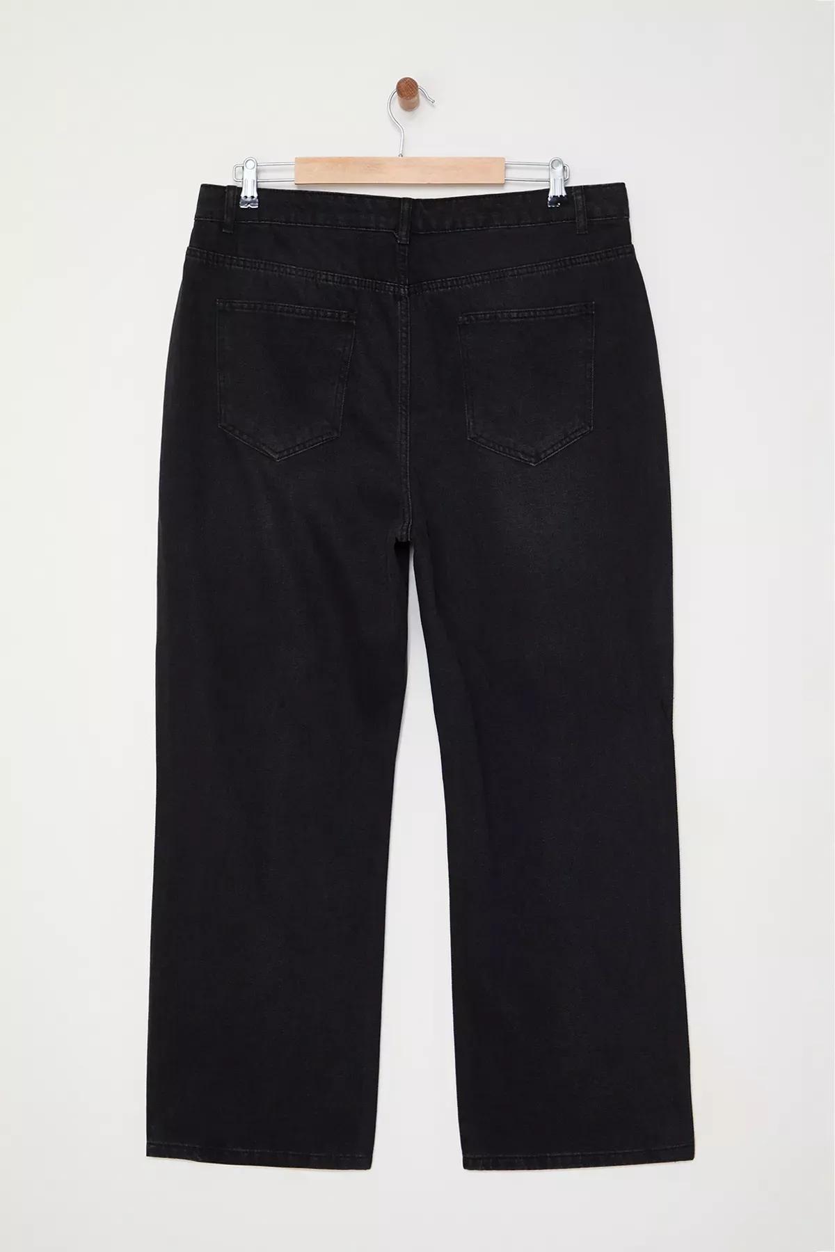 Grey High Waist Stoned Plus-Size Jeans, , large image number 6