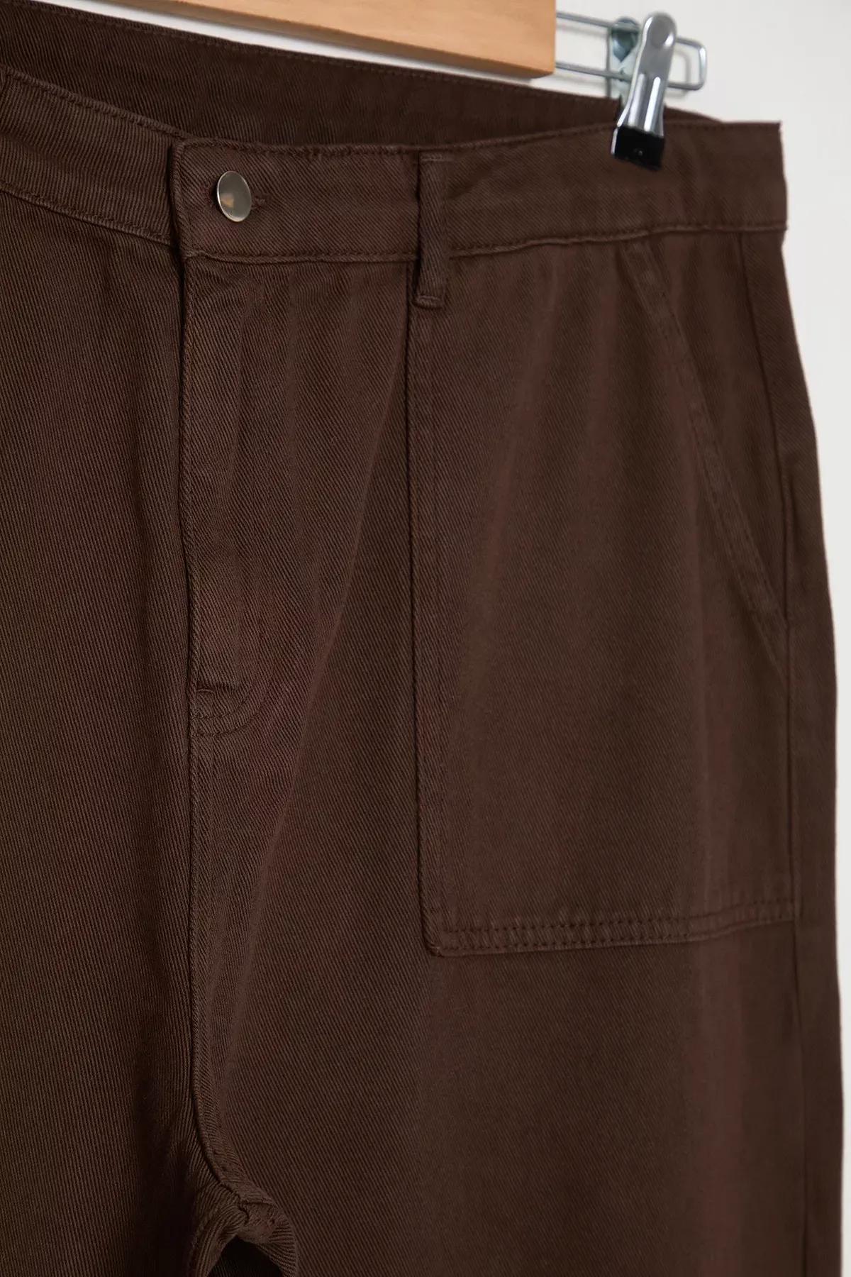 Brown high waist wide jeans, , large image number 5