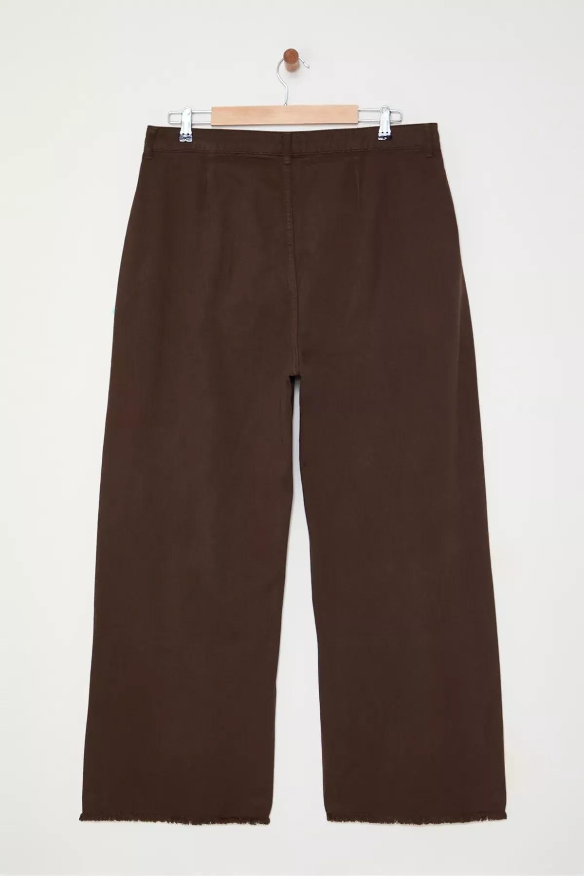 Brown high waist wide jeans, , large image number 6