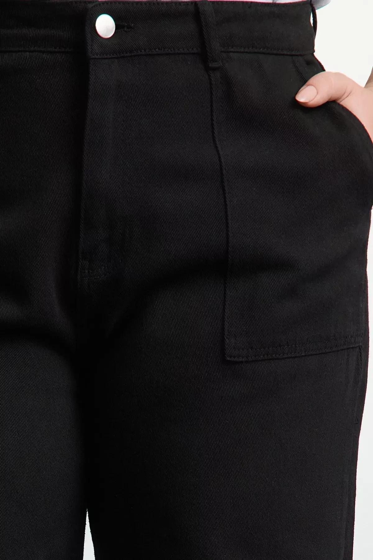 Black High Waist Wide Leg Plus-Size Jeans, BLACK, large image number 2