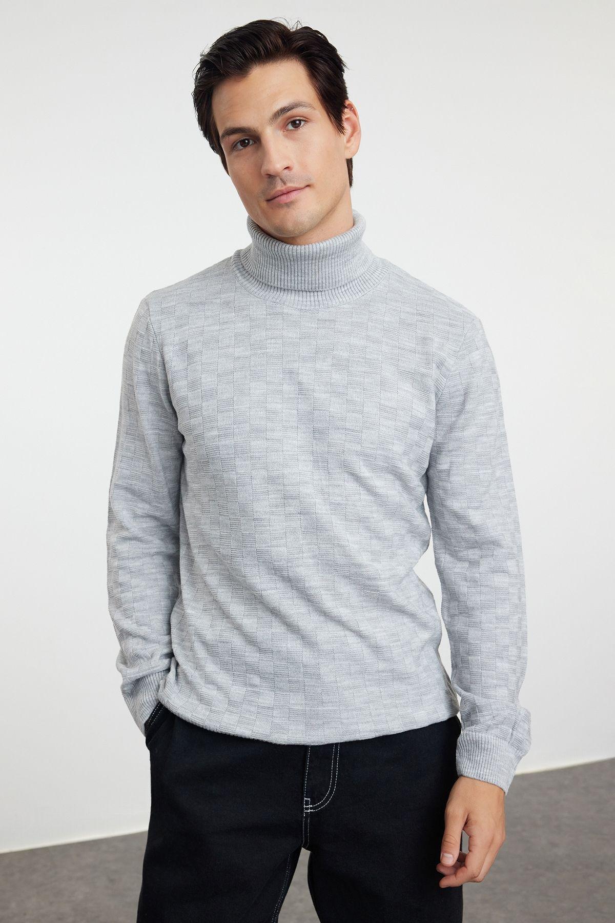 Textured Knitwear Turtleneck Sweater, , large image number 1