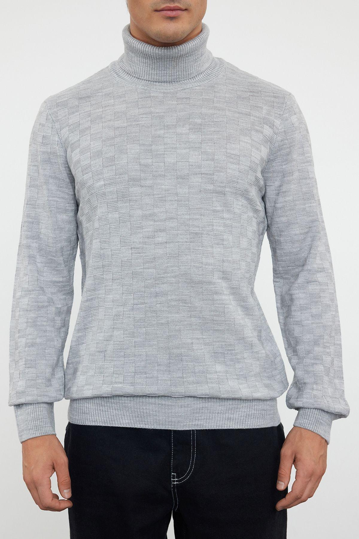 Textured Knitwear Turtleneck Sweater, , large image number 2