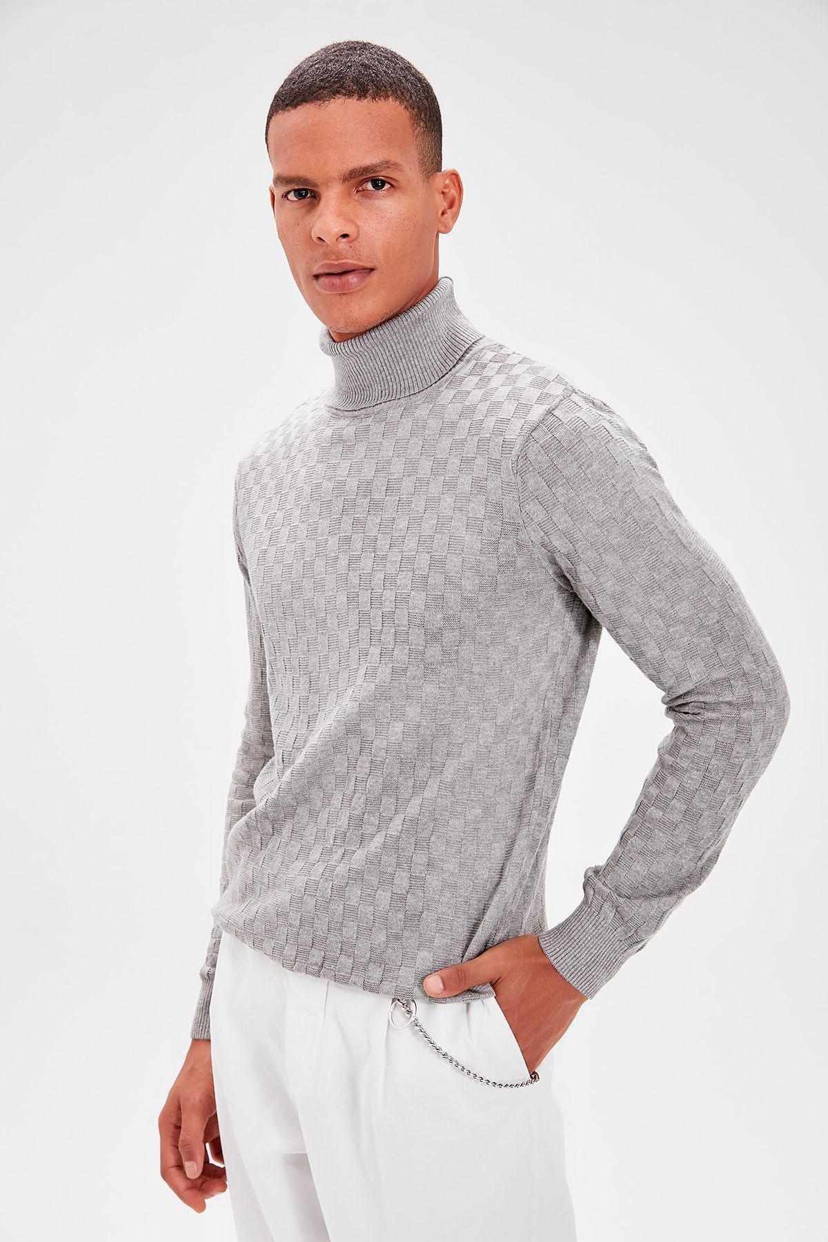 Textured Knitwear Turtleneck Sweater, , large image number 5