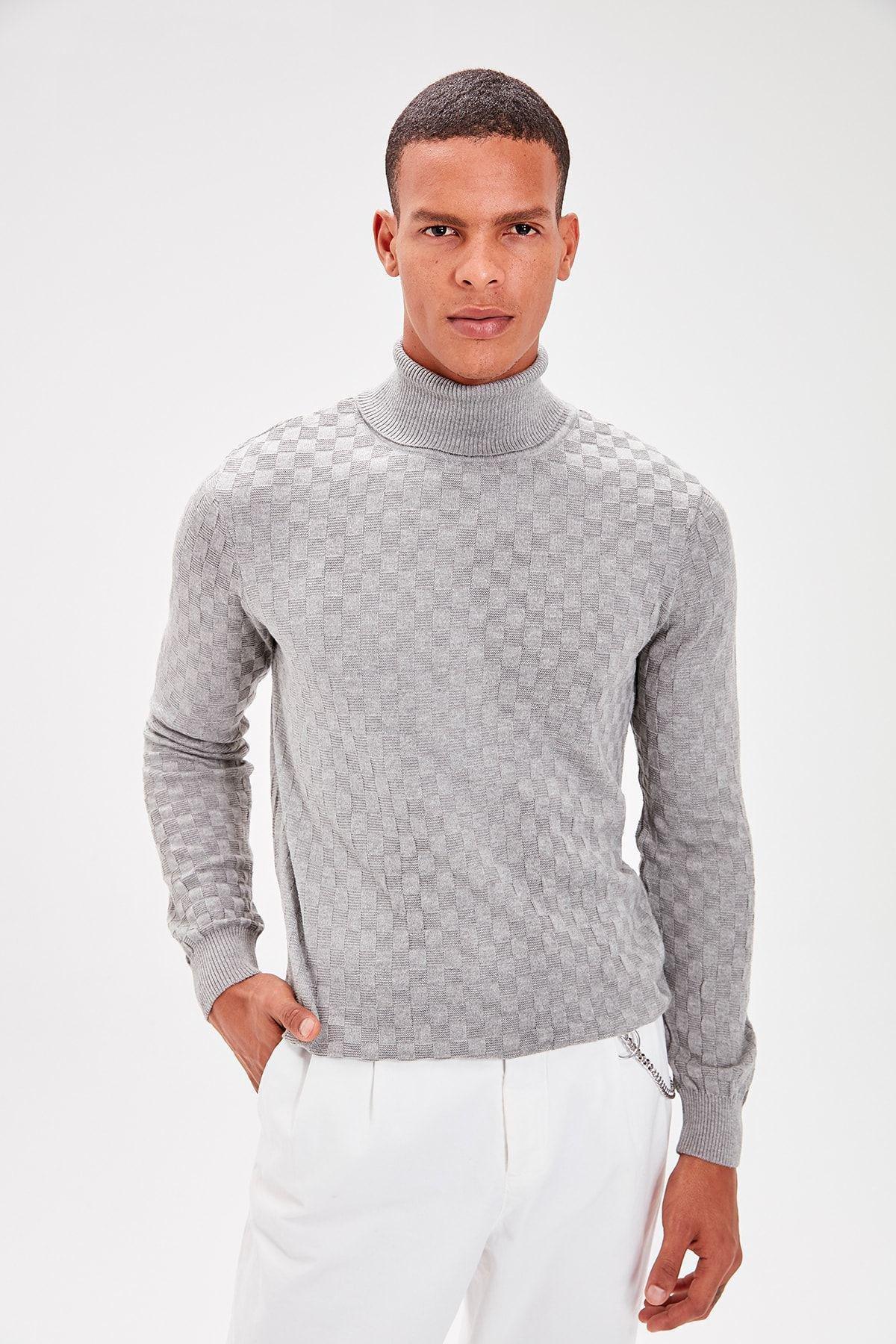 Textured Knitwear Turtleneck Sweater, , large image number 6