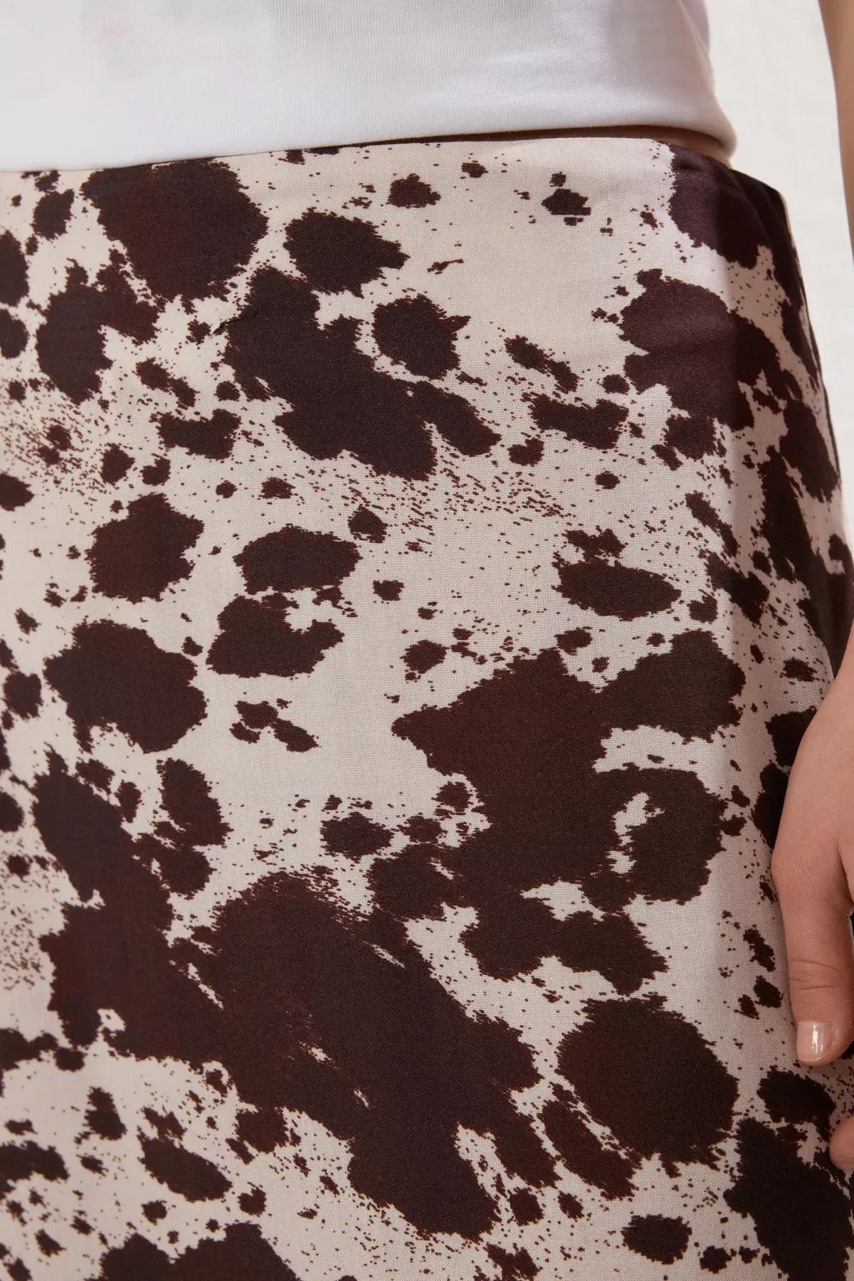 Brown Animal Print Maxi Skirt, , large image number 3
