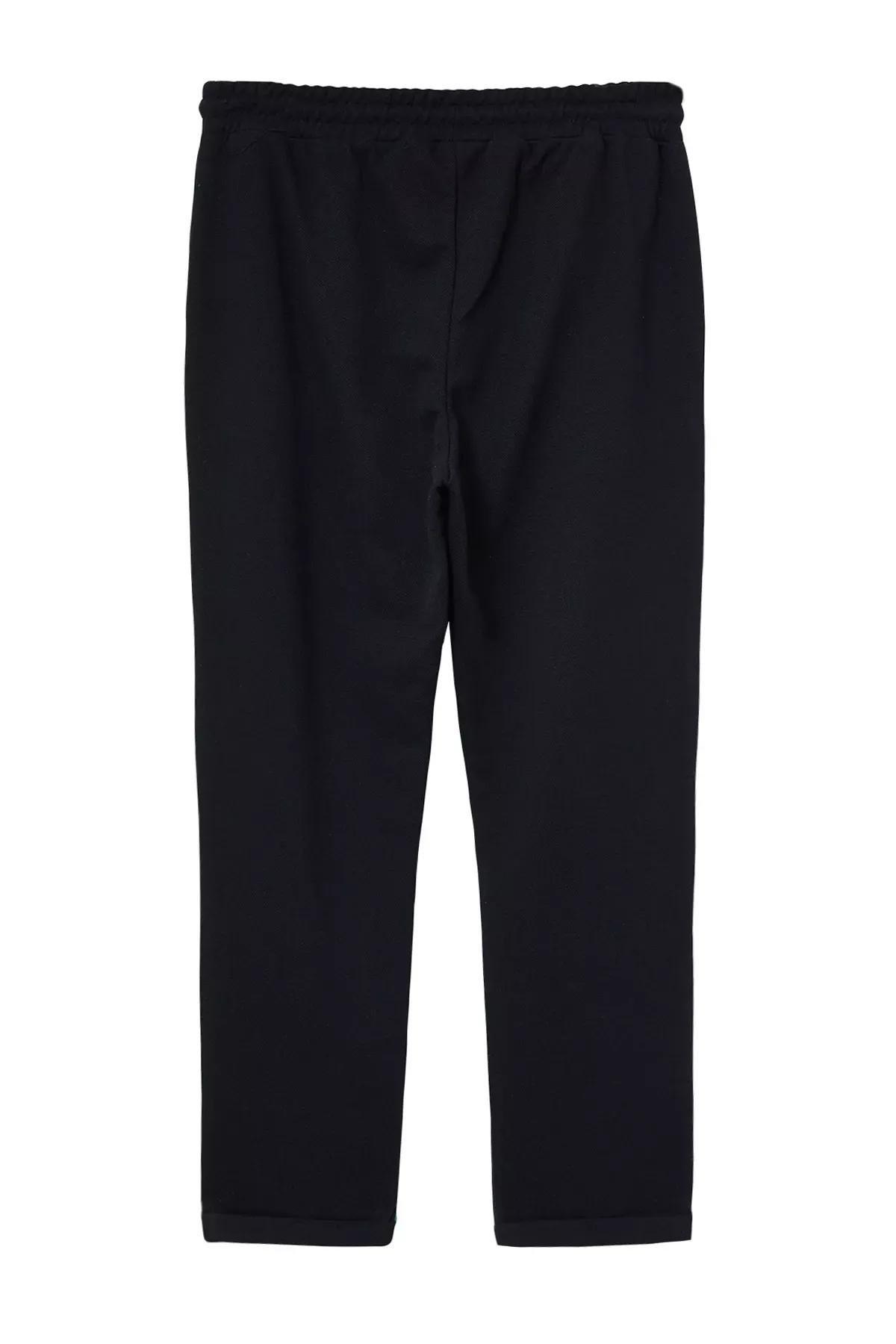 Black Regular Cut Pique Textured Fabric Double Leg Sweatpants TMNAW25EA00011, , large image number 1