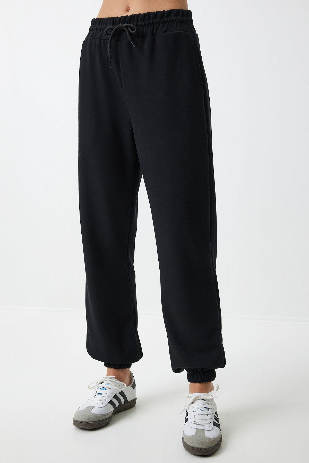 Black Textured Jogging Sweatpants, , large image number 1