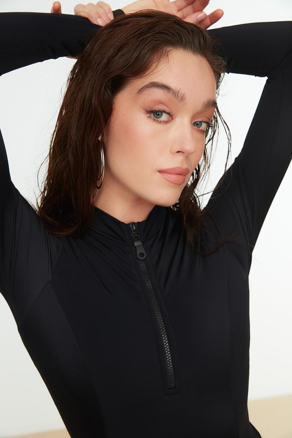Black Cross Linking Back Swimsuit, , large image number 1