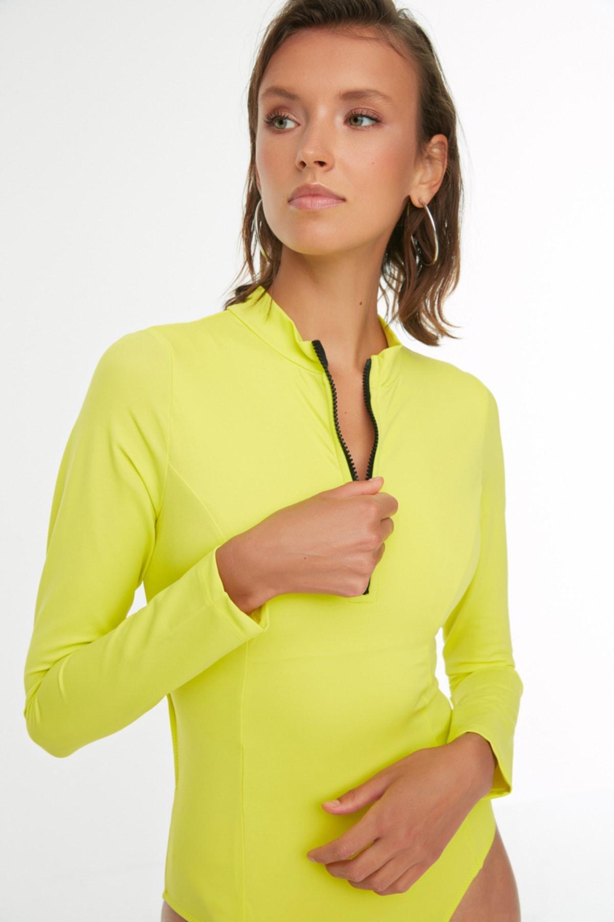 Green Plain Swimsuit, , large image number 3