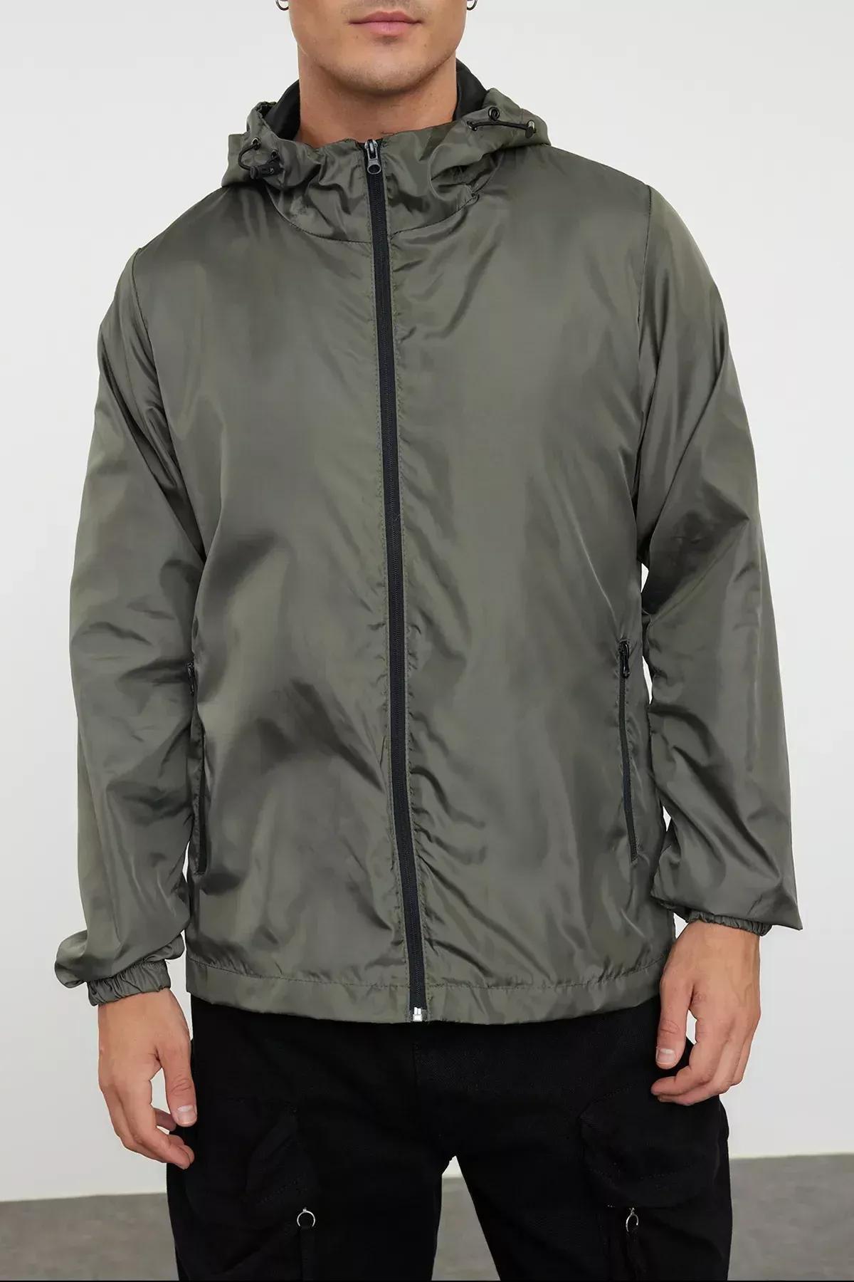 Green Hooded Seasonal Raincoat, Khaki, large image number 3