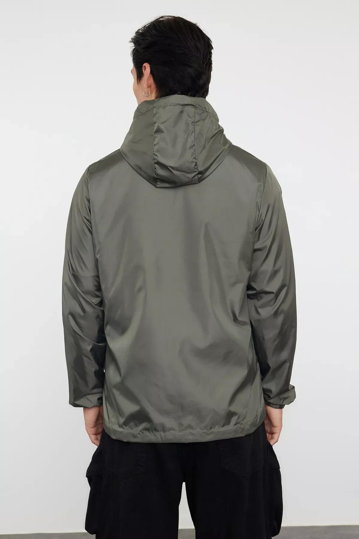 Green Hooded Seasonal Raincoat, Khaki, large image number 4