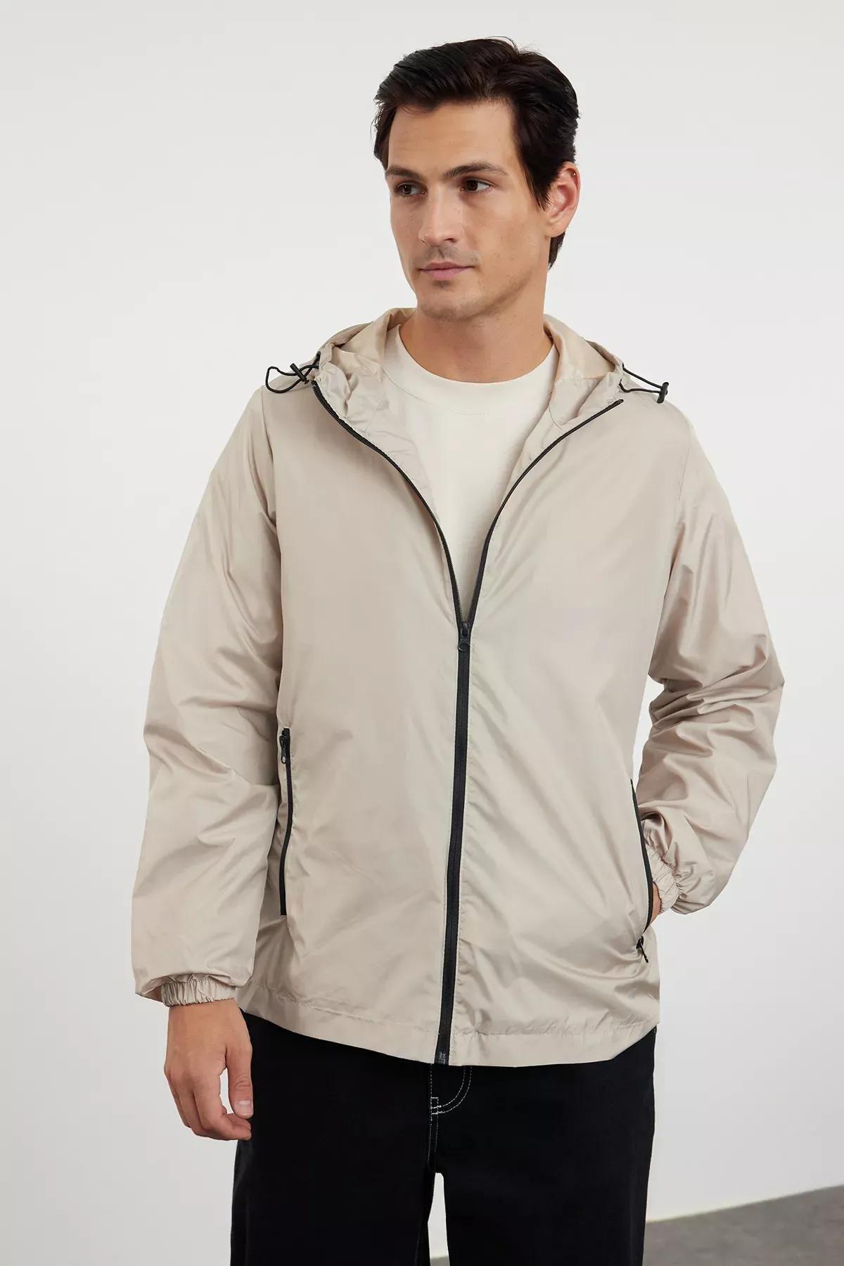 Tas Regular Fit Hooded Seasonal Jacket Raincoat Coat TMNAW25MO00026, STONE, large image number 1