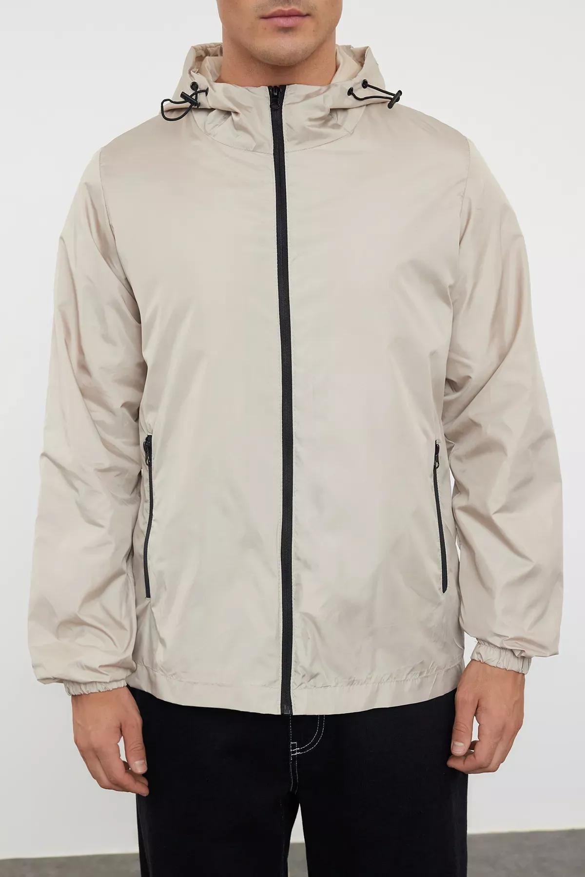 Tas Regular Fit Hooded Seasonal Jacket Raincoat Coat TMNAW25MO00026, STONE, large image number 2