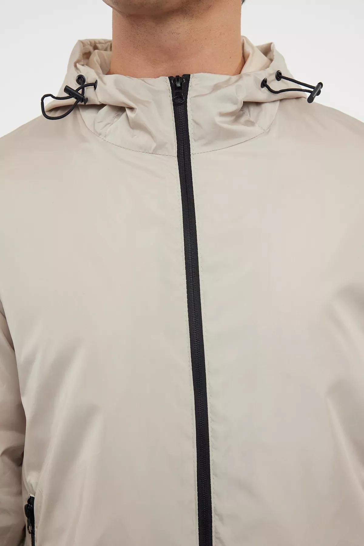 Tas Regular Fit Hooded Seasonal Jacket Raincoat Coat TMNAW25MO00026, STONE, large image number 3