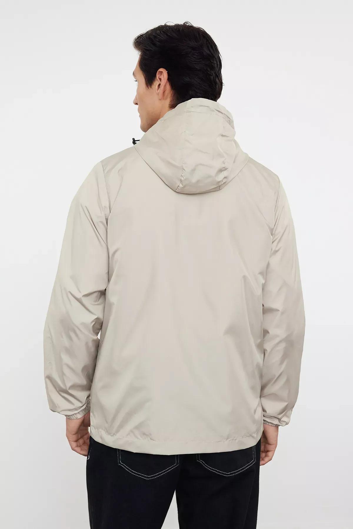 Tas Regular Fit Hooded Seasonal Jacket Raincoat Coat TMNAW25MO00026, STONE, large image number 4