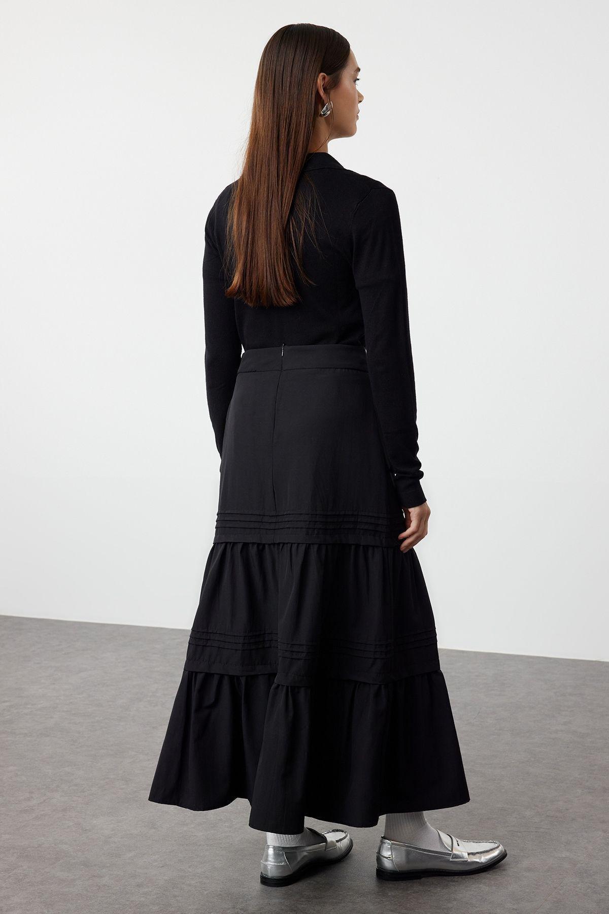 Black Long Woven Skirt with Cut-Out Skirt TCTAW25EE00000, , large image number 0