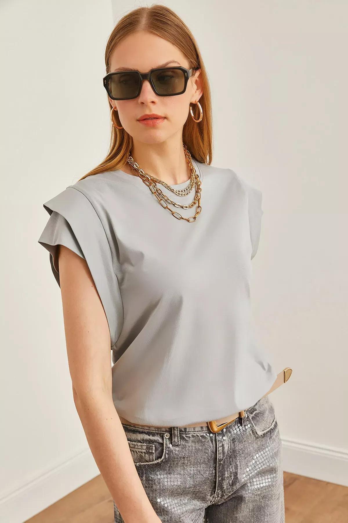 Grey Sleeve Cotton T-Shirt, Dolphin Gray, large image number 0