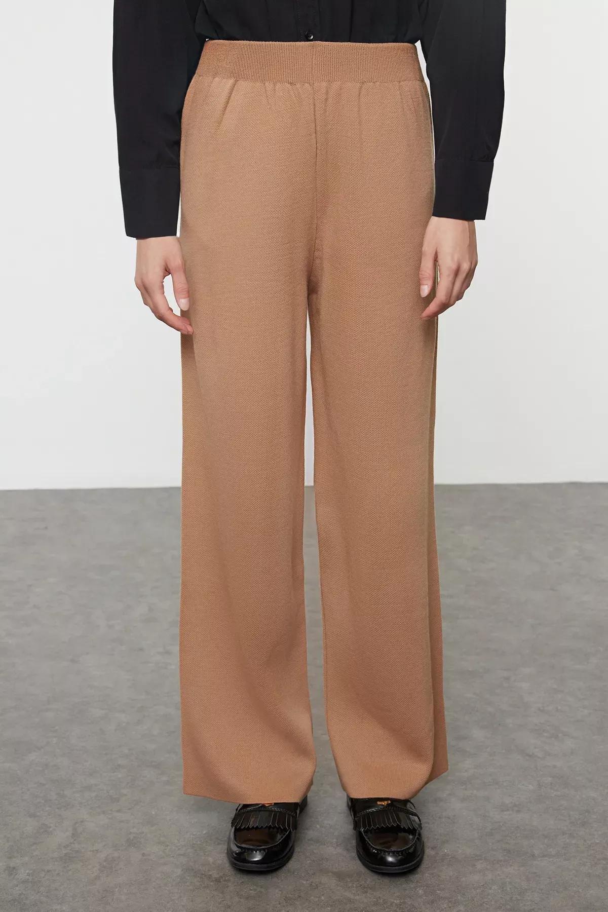 Camel Button Detailed Knitwear Vest Trousers Bottom-Top Set TCTAW25US00067, , large image number 3